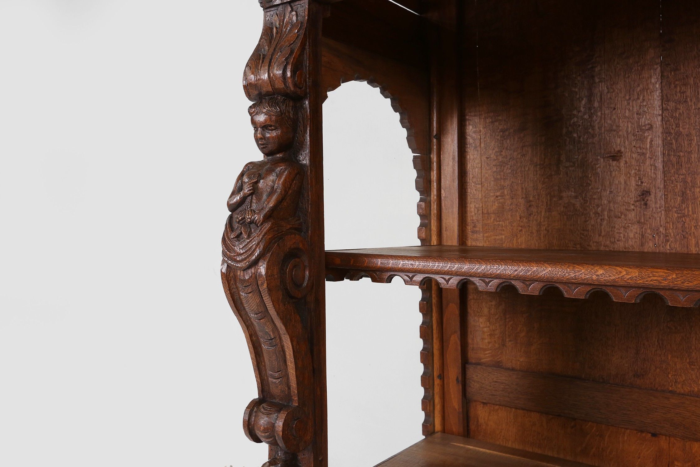 Richly decorated baroque style display case in oak, Belgium 20th centurythumbnail